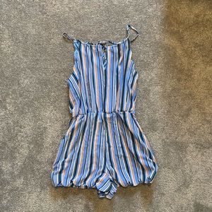 Blue striped romper
